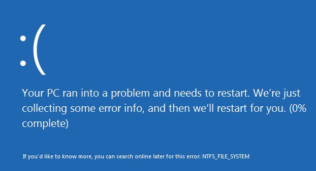 Corregir el error NTFS_FILE_SYSTEM